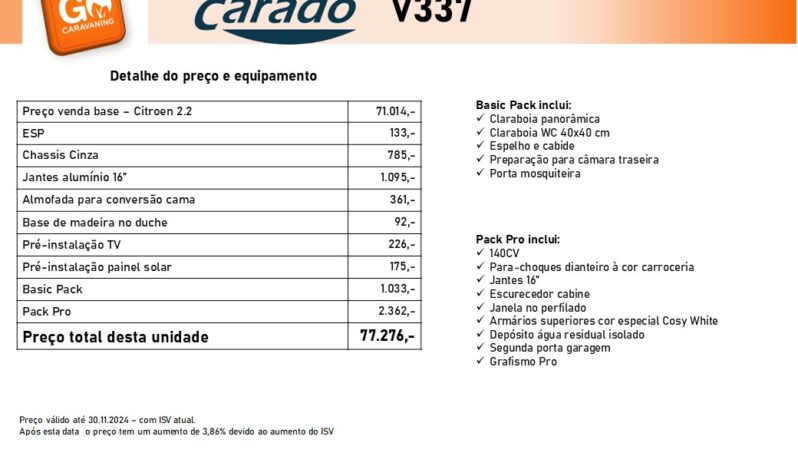 CARADO, V 337 cheio