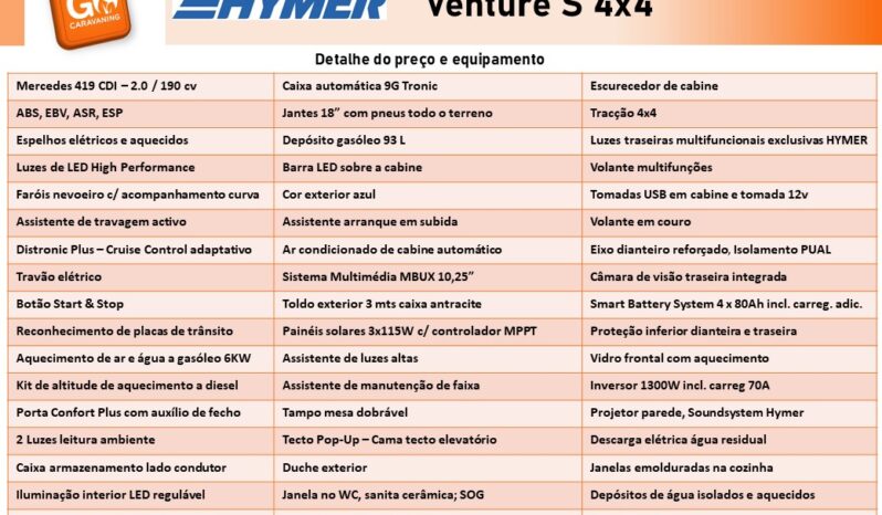 HYMERCAR, Venture S 4×4 cheio